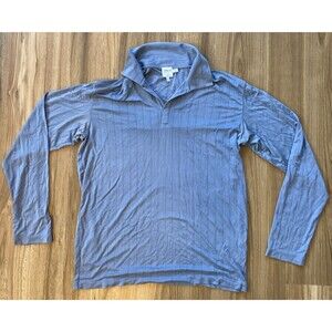 ARMANI Collection Men's Dress Shirt (Size XL) Blue Silk, Striped